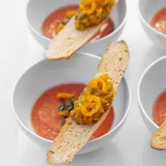 PEPPADEW® GOLDEW® Peppers on Bread with Soup