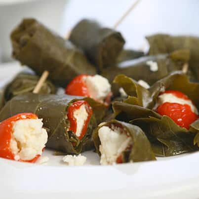 Stuffed Piquanté Peppers folded in Vine Leaves