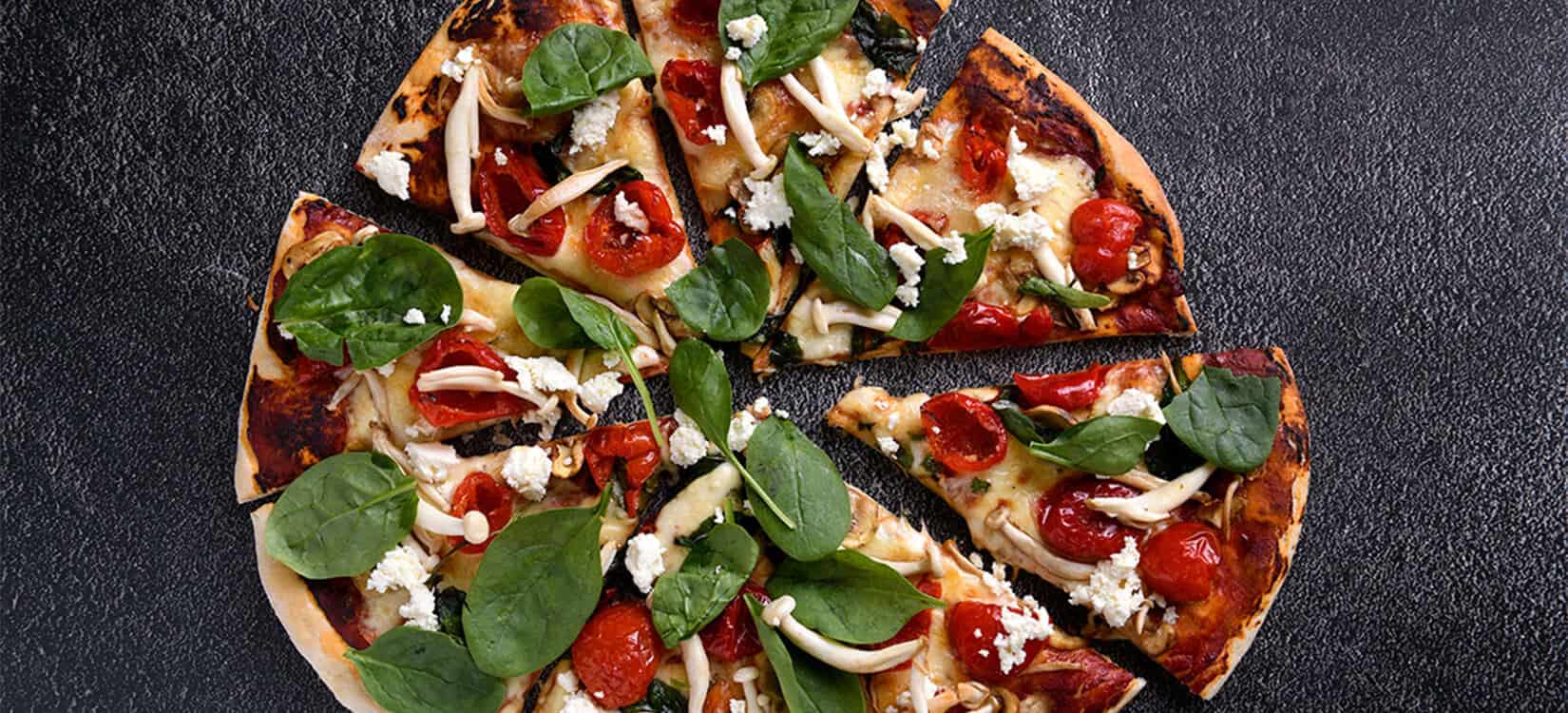 Baby Spinach, Mushroom & Feta Pizza