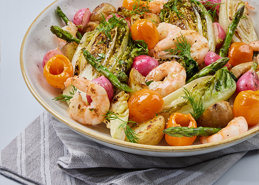 Prawn and Roasted Gem Salad with Whole Sweet Piquanté Yellow Peppers
