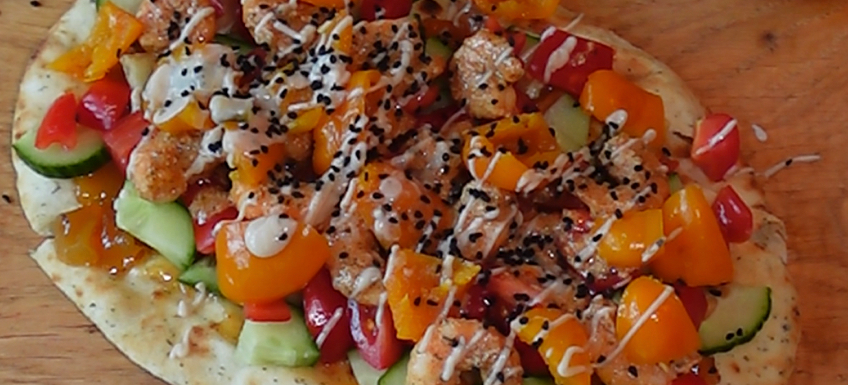 Indian Spiced Prawn And Yellow Piquanté Pepper Flatbread Indian Spiced Prawn And Yellow Piquanté Pepper Flatbread
