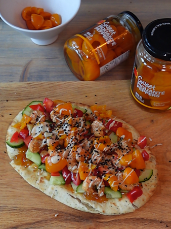 Indian Spiced Prawn And Yellow Piquanté Pepper Flatbread