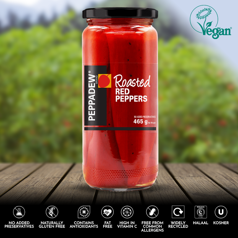 roasted red peppers mild whole 465g