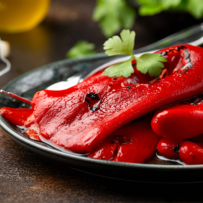 roasted red 465g on plate