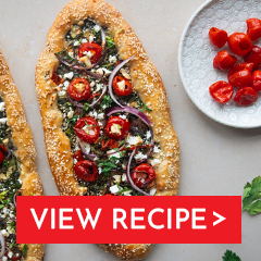 turkish pide breads with red piquanté peppers